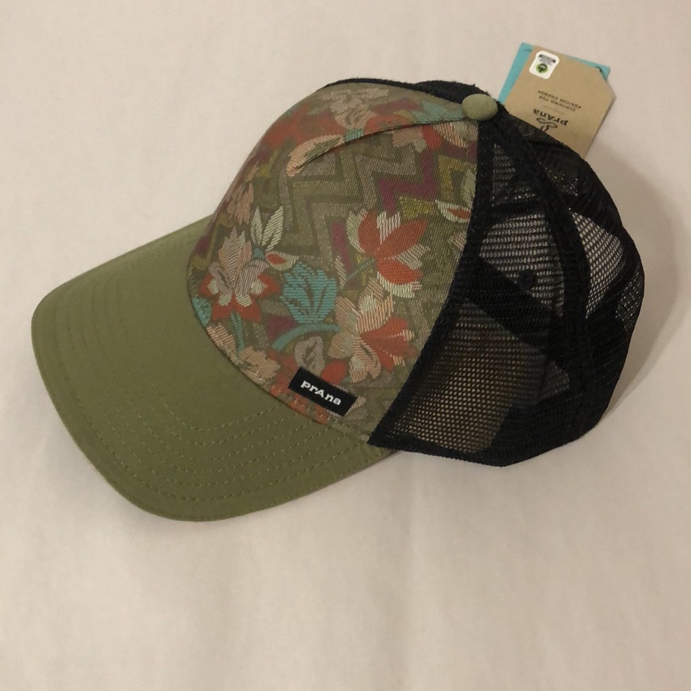 NWT Prana Cargo Green Horchata Floral Lower Pines Trucker Hat - Picture 3 of 9